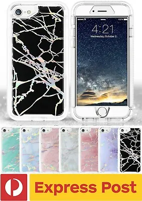 $36.78 • Buy IPhone 6/ 6s/ 7/ 8 Marble Holographic Iridescent Shockproof Bumper Slim Case