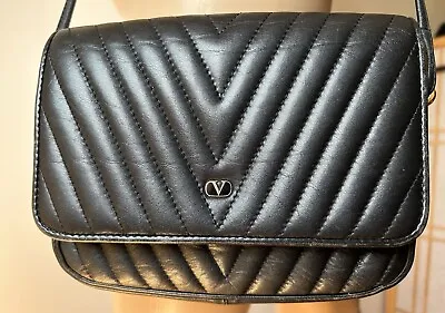 Valentino Garavani Black Leather Crossbody Shoulder Bag • $270
