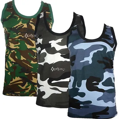 Mens Camouflage Army Military Training Sleeveless Vest Sizes S To 5XL Paintball • £5.95