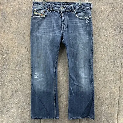 Diesel Zathan Jeans Men 33x32 Blue Denim Pants Straight Made In Italy Button Fly • $48.88