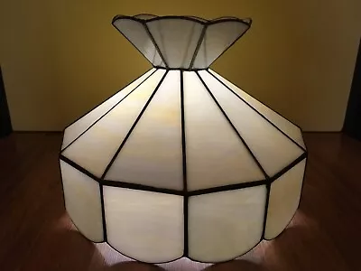 Vintage Mission Cream White Yellow Lead Slag Glass Hanging Pendant Or Lamp Shade • $124.99