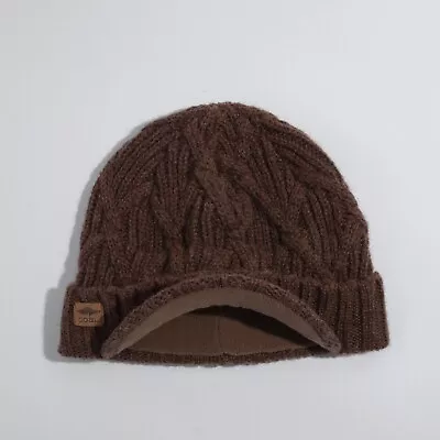 Coal The Yukon Cable Knit Wool Brim Visor Beanie With Fleece Band Light Brown • $32