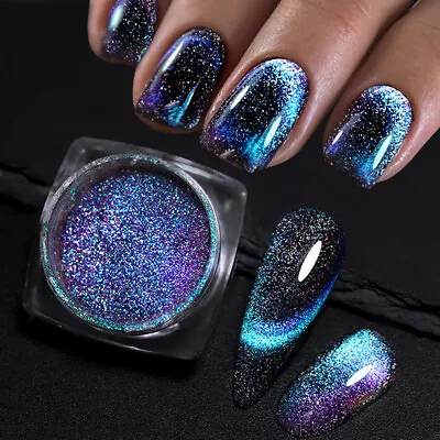 Moon Effect Cat Magnetic Powder Blue Purple Sparkling Powder Nail Art Manicure • $1.99