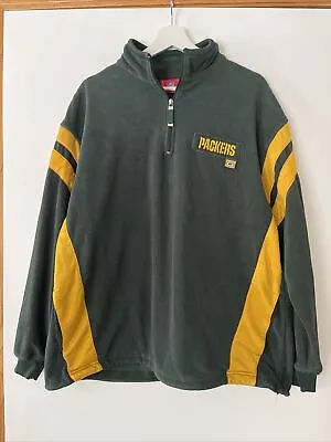 Green Bay Packers 1/4 Zip Fleece NFL Sweatshirt Mens Size Lg Green Gold Sweater • $18.99