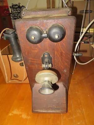 Vintage Stromberg-carlson Oak Wood Wall Hand Crank Telephone • $199