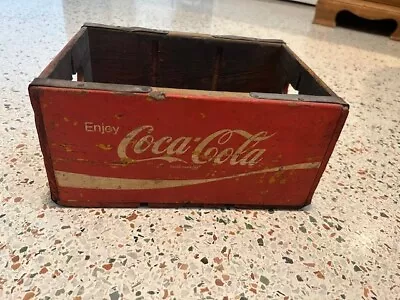 Vintage Original Wooden Coca Cola 6 Slot Crate W/ Embossed Notice • $55