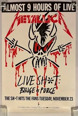 METALLICA Live Sh*t: Binge & Purge 1993 US Elektra Double-Sided PROMO POSTER VG+ • $50