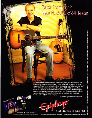 1998 Peter Frampton & His '64 Epiphone Texan Acoustic Guitar Photo Print Ad • $7.99