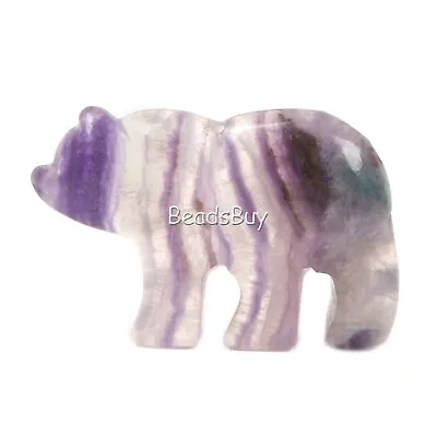 47mm Gemstone Carved Flatback Polar Bear Pendant Bead • £5.63