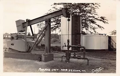 RPPC St Elmo IL Illinois Oil Well Field Drill Fayette Cty Photo Vtg Postcard C48 • $165