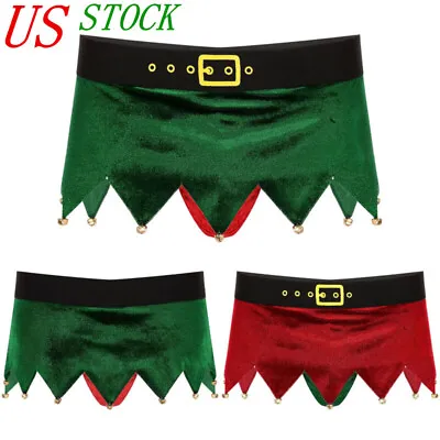 US Mens Christmas Tree Briefs Underwear Santa Claus Cosplay Skirt Party Costume • $7.03