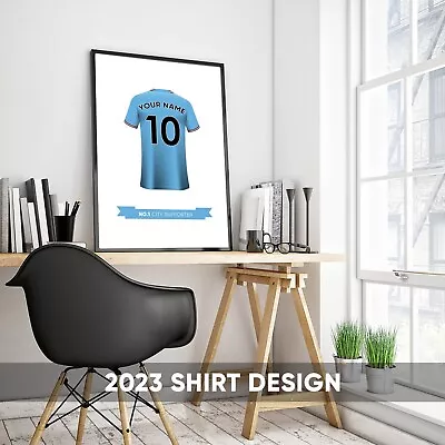 Personalised Manchester City FC Poster Man City Football Shirt Wall Art Print • £3.99