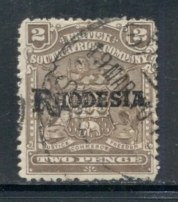 RHODESIA 84 SG102 Used 1909 2p Coat Of Arms Ovpt  Rhodesia  CV$9 • $5.40