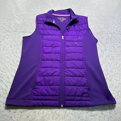 Made For Life Puffer Vest Womens Medium M Purple Mock Neck Full Zip Sleeveless • $11.92