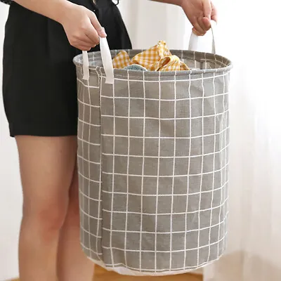 Washing Dirty Clothes Laundry Basket Canvas Baby's Toy Hamper Bin Storage Bags • £2.39