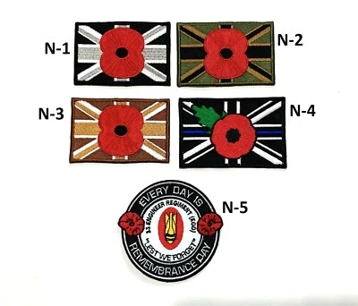 £2.25 • Buy Poppy Remembrance Day Union Jack Trf Embroidered Iron On Sew On Patch Badge Army