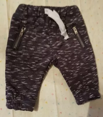 F&F Jogging Bottoms Trouser Up To 3 Months Baby Boy Grey White Fleck Zip Detail • £4