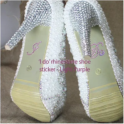 'I DO' Diamante - Light Purple - Crystal Rhinestone Wedding Shoe Sticker Decal  • £1.32