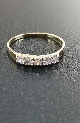 British Hallmarked 9ct Yellow Gold Cubic Zirconia Half Eternity Ring Size O • £19.75