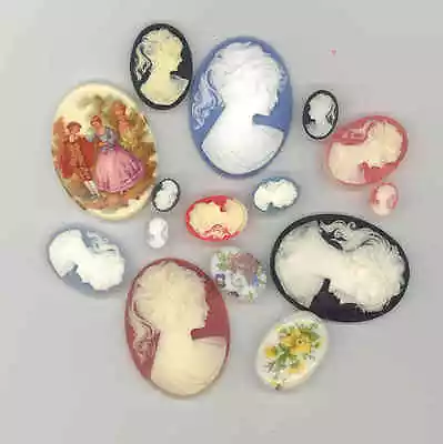 Cameos Vintage Cameos Various Sizes Colours  Singles & Bulk Lots • $2.85