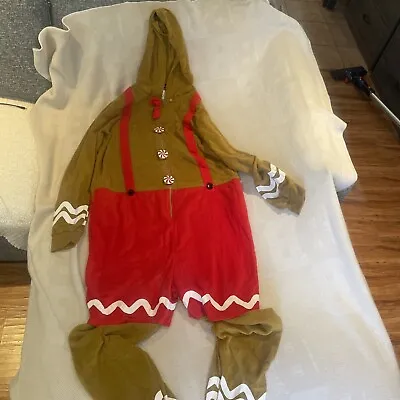Gingerbread Man Jumpsuit Men's Medium Pajamas Christmas/Halloween: Small Tear • $9