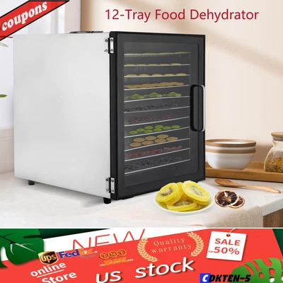 $194 • Buy 12-Tray Commercial Food Dehydrator Fruit Meat Jerky Dryer Timer Stainless Steel