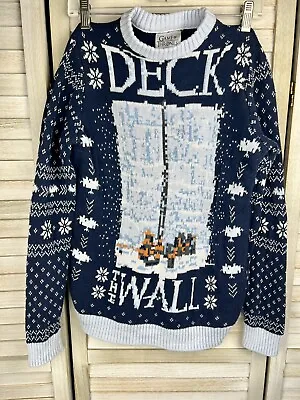 $9.99 • Buy Game Of Thrones Deck The Wall HBO Mens S Pullover Ugly Christmas Sweater Blue