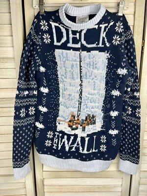 $9.99 • Buy Game Of Thrones Deck The Wall HBO Mens S Pullover Ugly Christmas Sweater Blue
