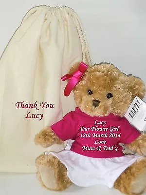 £28 • Buy Personalised Teddy Bear Bridesmaid Flower Girl  Wedding Bridal Favour & Bag Gift