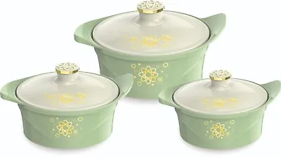 3pc Non-Stick Pot Casserole Serving Dishes With Lids Food Containers Set • £32.29