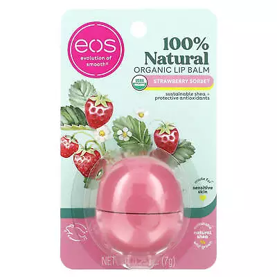 EOS Smooth Organic 100% Natural Shea Lip Balm  7g Strawberry Sorbet • $19.95