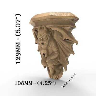 £53.68 • Buy Wood Carved Gothic Corbel Gargoyle Victorian Wall Hanging Fireplace Figure