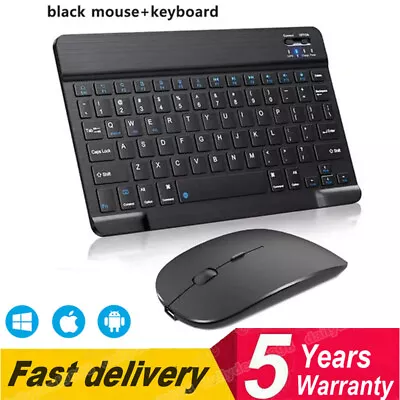 Slim Bluetooth Wireless Keyboard And Mouse Set For Laptop Tablet Mac IPad PC • £11.99