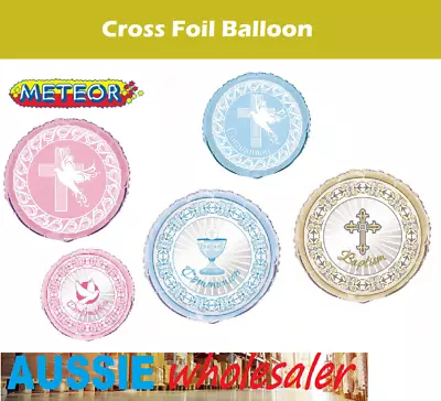 AU Cross Foil Balloon Christening Religious Event Baptism Communion Confirmation • $5.45