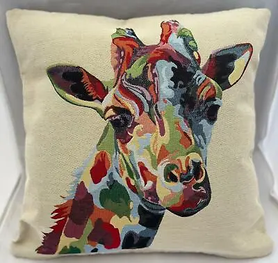 £19.95 • Buy Giraffe Cushion, 17x17 , Tapestry Fabric, Handmade, Panel, Multicoloured, Retro