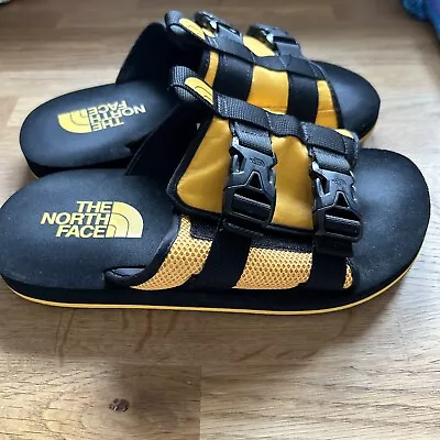 The North Face EQBC Sliders Black Yellow Sandals Size 7 UK Eur 40.5 • £44.99