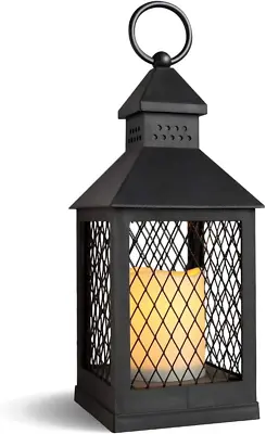 Decorative Candle Lantern With 6 Hour Timer Battery Operated Flameless Flickerin • $21.37