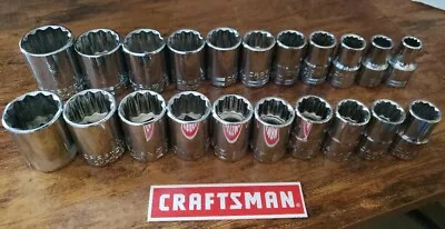 Craftsman 21pc 1/2  Drive SAE & METRIC MM 12pt Socket Shallow Set • $26.98