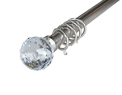  Crystal  Nickel Brush Extendable Metal Curtain Poles / Pole / Rail / Track  • £14.99