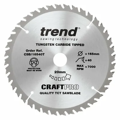 £9.95 • Buy Trend CSB/16540T Craft Pro Thin Kerf TCT Blade Ideal For DeWalt, Makita, And Fes