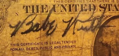 Babe Ruth Signed Autographed $1 Note 1935 Aprox. Without Authentication  • $550