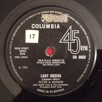 Peter & Gordon - Lady Godiva  (7  Single) • £8.49