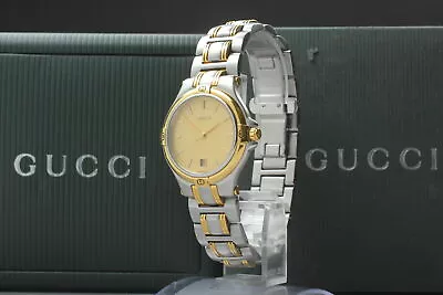 New Batt [Exc+5 Box] Gucci 9040M Gold Dial Quartz Vintage Men's Watch From JAPAN • $210