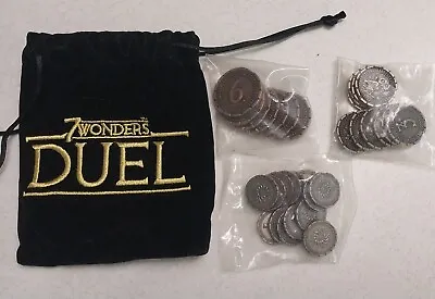 7 Wonders Duel: Metal Promo Coins And Velvet Bag NEW - Official From Repos • £52.25
