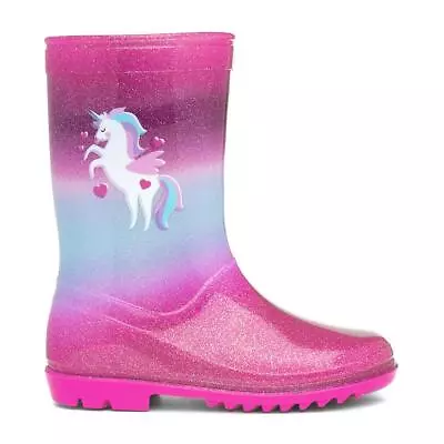Girls Wellies Multi-Coloured Kids Boys School Wellington Boot Unicorn SIZE • £9.99