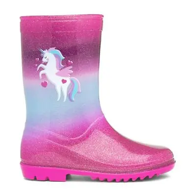 £9.99 • Buy Kids Unisex Pink Blue Multicoloured Unicorn Character Wellington Boots