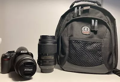 Nikon D3100 With AF-S DX NIKKOR 18-55mm+55-300mm VR Lenses  Travel Pack Tripod • $400