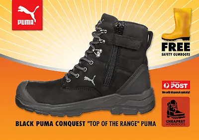 $242.49 • Buy PUMA Conquest ZIP Sider BLACK 630737  WORK BOOTS Top Of The Range PUMA Boot Shoe