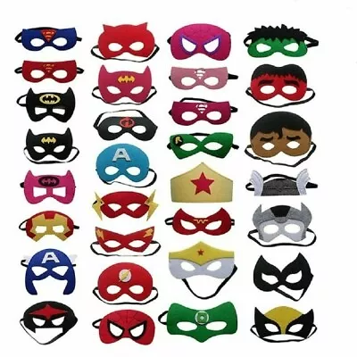 Kids Fancy Dress Face Masks-Boys Girls Superhero Felt Mask Party Movie Costume • £2.49