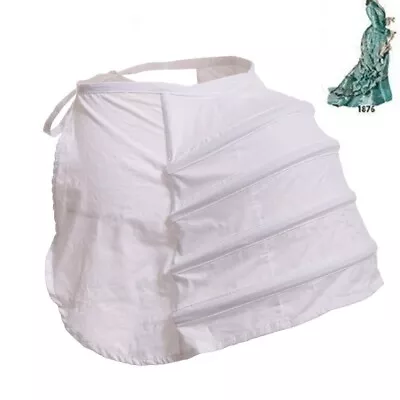 Victorian  4 Hoops Back Bustle Dickens Dress White Crinoline Underskirt Painner • $14.99